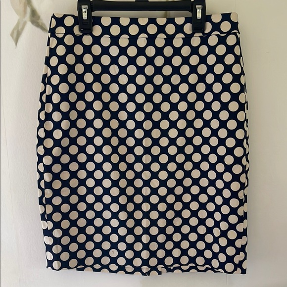 J. Crew Polka Dot Navy and Tan The Pencil Skirt - Picture 3 of 8